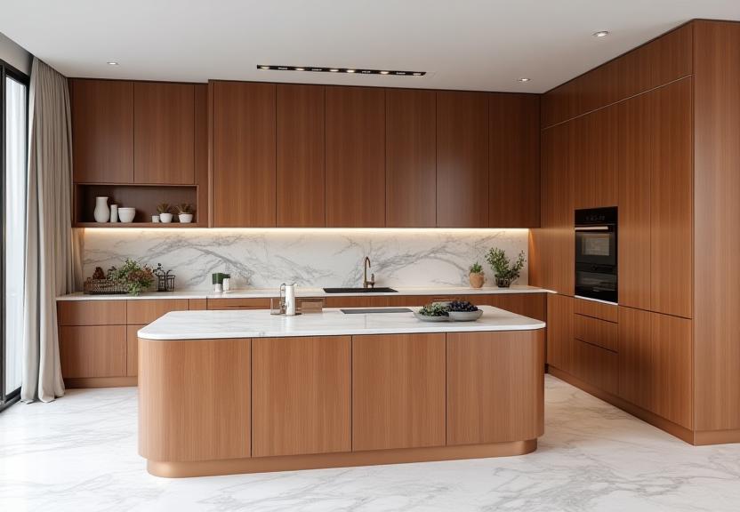 Cucina in legno e marmo progettata da Rinnovare Arredi